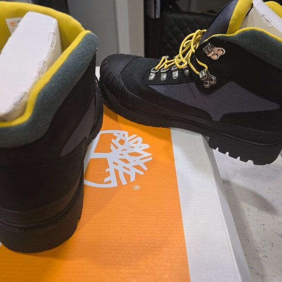 TIMBERLAND HERITAGE RUBBER TOE HIKER BOOTS MEN SHOES Black / Green Nubuck SZ 12 - Picture 9 of 14